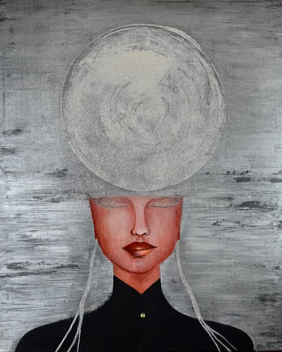  MĒNESS SIEVIETE, glezna (50x60)